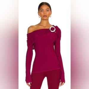 5. NWT NICHOLAS Aglaia Knit Drop Shoulder Long Sleeve Top with Ring Size XS